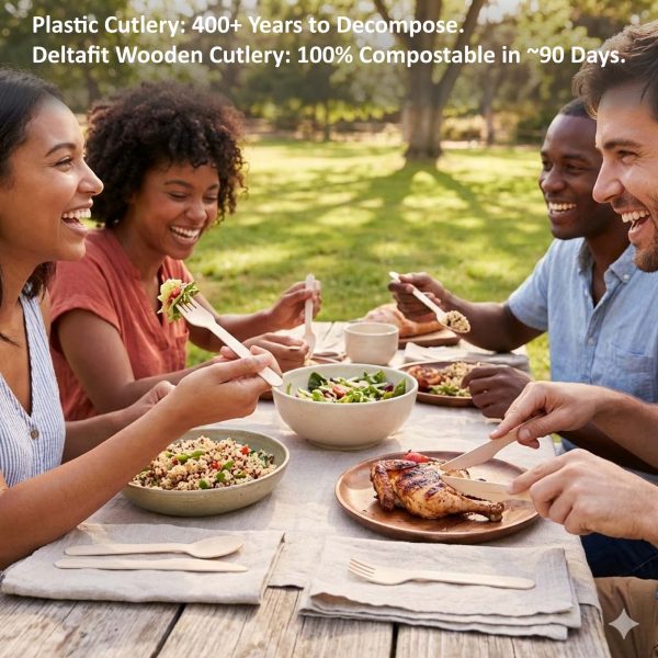 360-Piece Wooden Cutlery Set - Disposable Utensils 120 Forks, Spoons, Knives