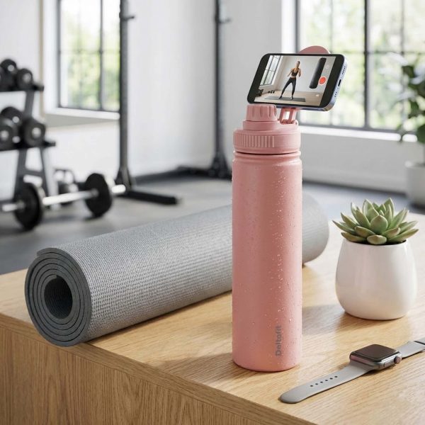 Deltafit 700ml Magnetic Water Bottle with Phone Holder – MagSafe Compatible Tripod (Pink)