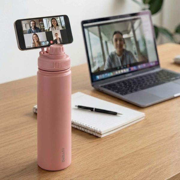 Deltafit 700ml Magnetic Water Bottle with Phone Holder – MagSafe Compatible Tripod (Pink)