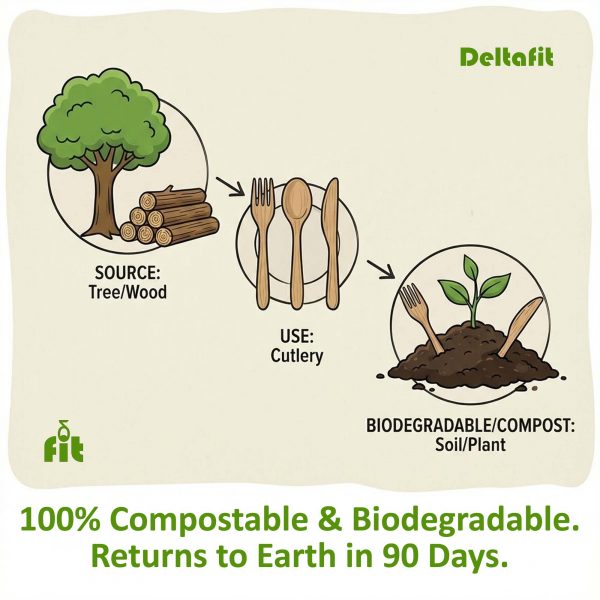 360-Piece Wooden Cutlery Set - Disposable Utensils 120 Forks, Spoons, Knives