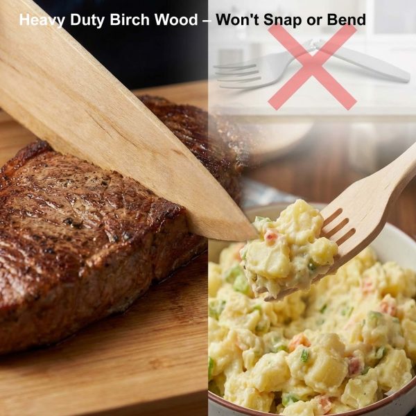 360-Piece Wooden Cutlery Set - Disposable Utensils 120 Forks, Spoons, Knives