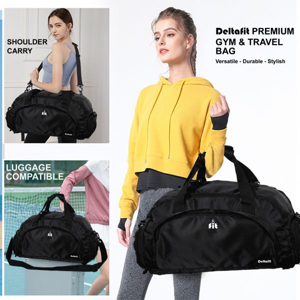 Deltafit Convertible Gym Bag & Backpack – Water Resistant Duffle with Shoe Compartment