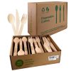 360-Piece Wooden Cutlery Set - Disposable Utensils 120 Forks, Spoons, Knives